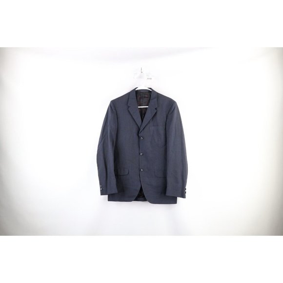 NOS Vintage 60s Rockabilly Mens 36R Wool 3 Button Suit Jacket Sport Coat Blue